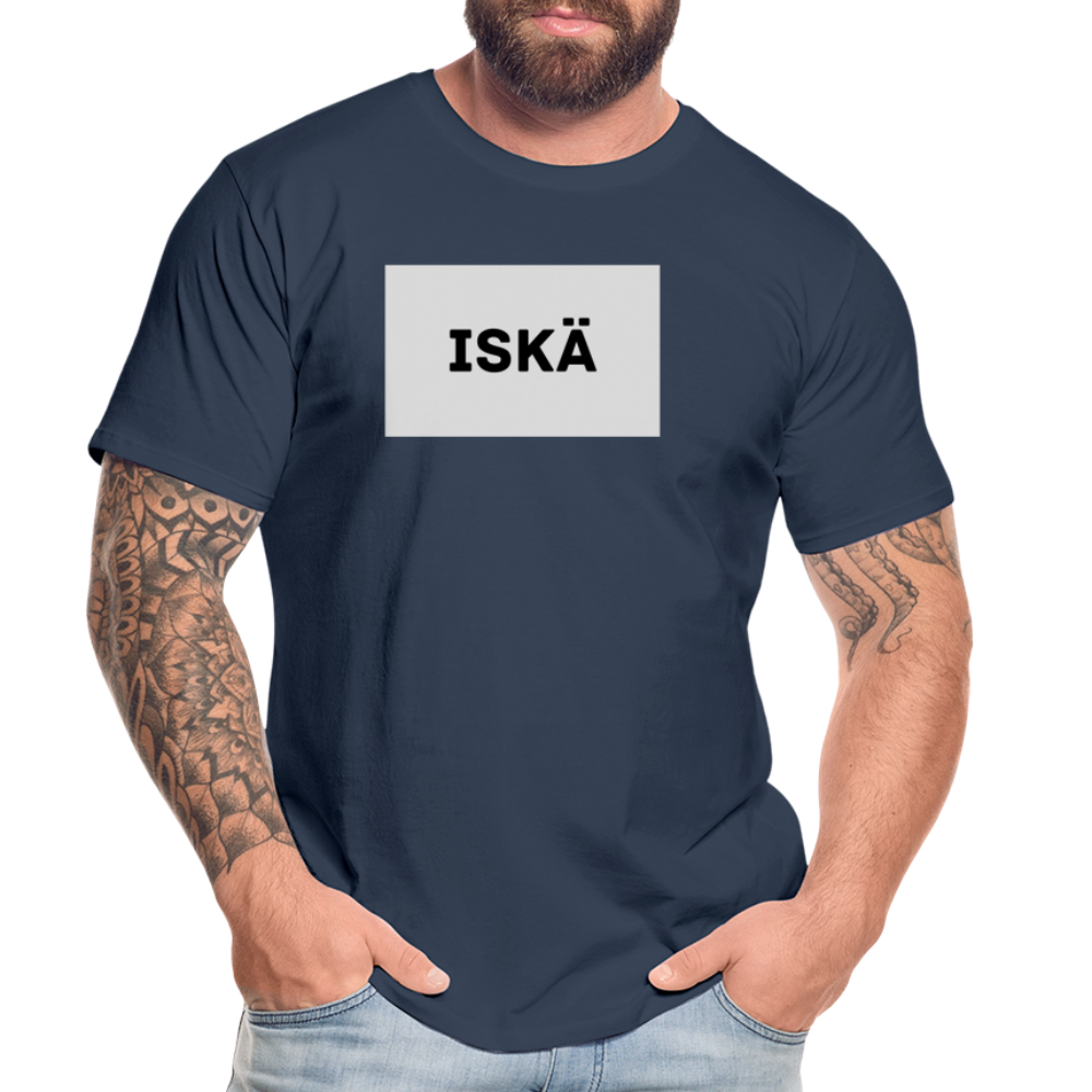 Iskä-t-paita vaaleanharmaalla pohjalla, luomupuuvillaa - navy