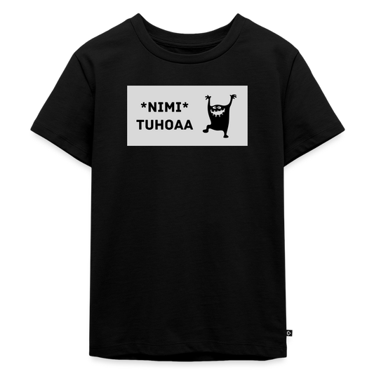 *Nimi* tuhoaa - lasten t-paita, luomupuuvillaa - musta