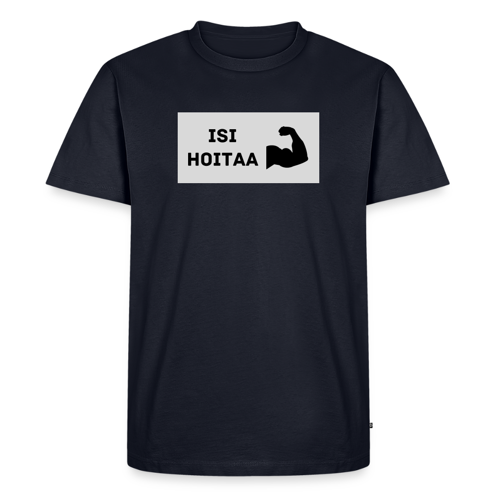 Isi hoitaa -t-paita, luomupuuvillaa - laivastonsininen