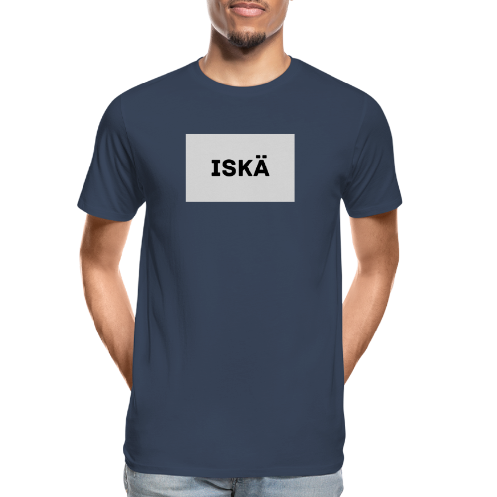 Iskä-t-paita vaaleanharmaalla pohjalla, luomupuuvillaa - navy