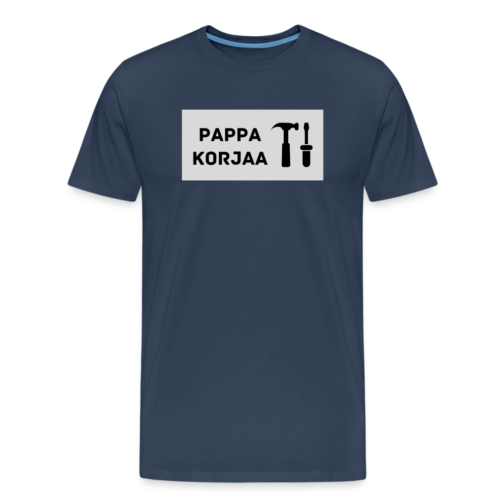 TEKSTI MUOKATTAVISSA! *Nimi* korjaa -t-paita, luomupuuvillaa - navy