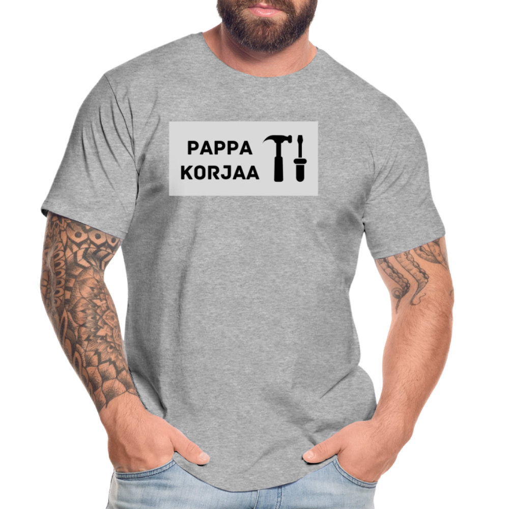 TEKSTI MUOKATTAVISSA! *Nimi* korjaa -t-paita, luomupuuvillaa - harmaasävyinen
