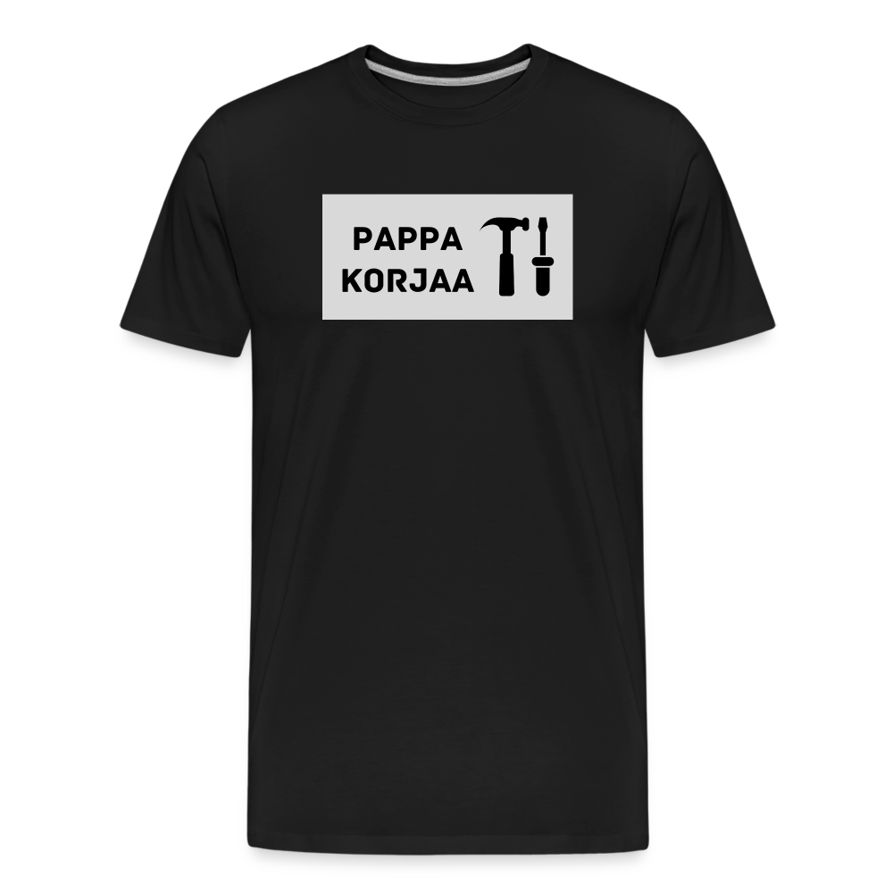 TEKSTI MUOKATTAVISSA! *Nimi* korjaa -t-paita, luomupuuvillaa - musta