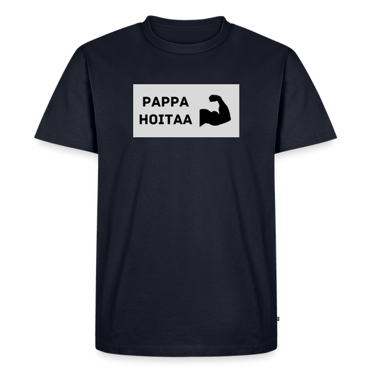 Pappa hoitaa -t-paita, luomupuuvillaa - laivastonsininen