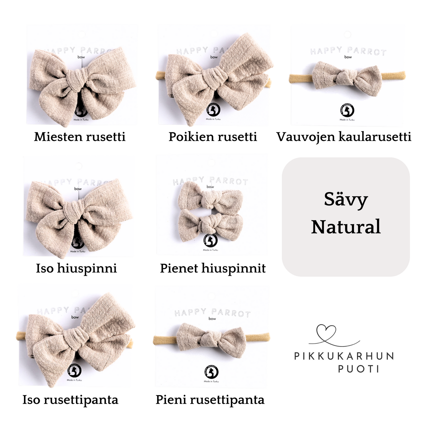 Hiusrusetteja ja kaularusetteja samisteluun, sävy Natural