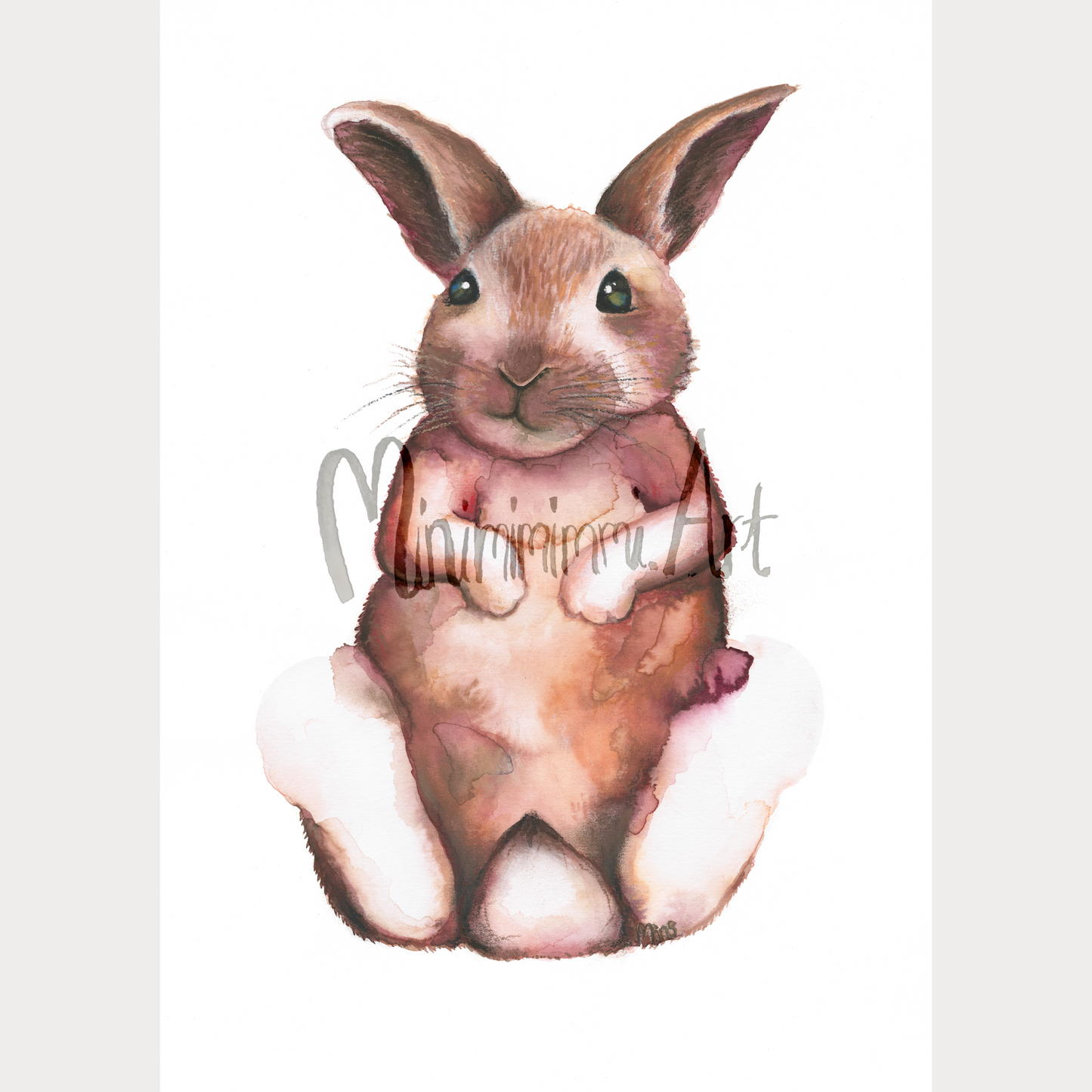 Bunny-taideprintti maalauspaperilla. Paina jalanjälki itse <3