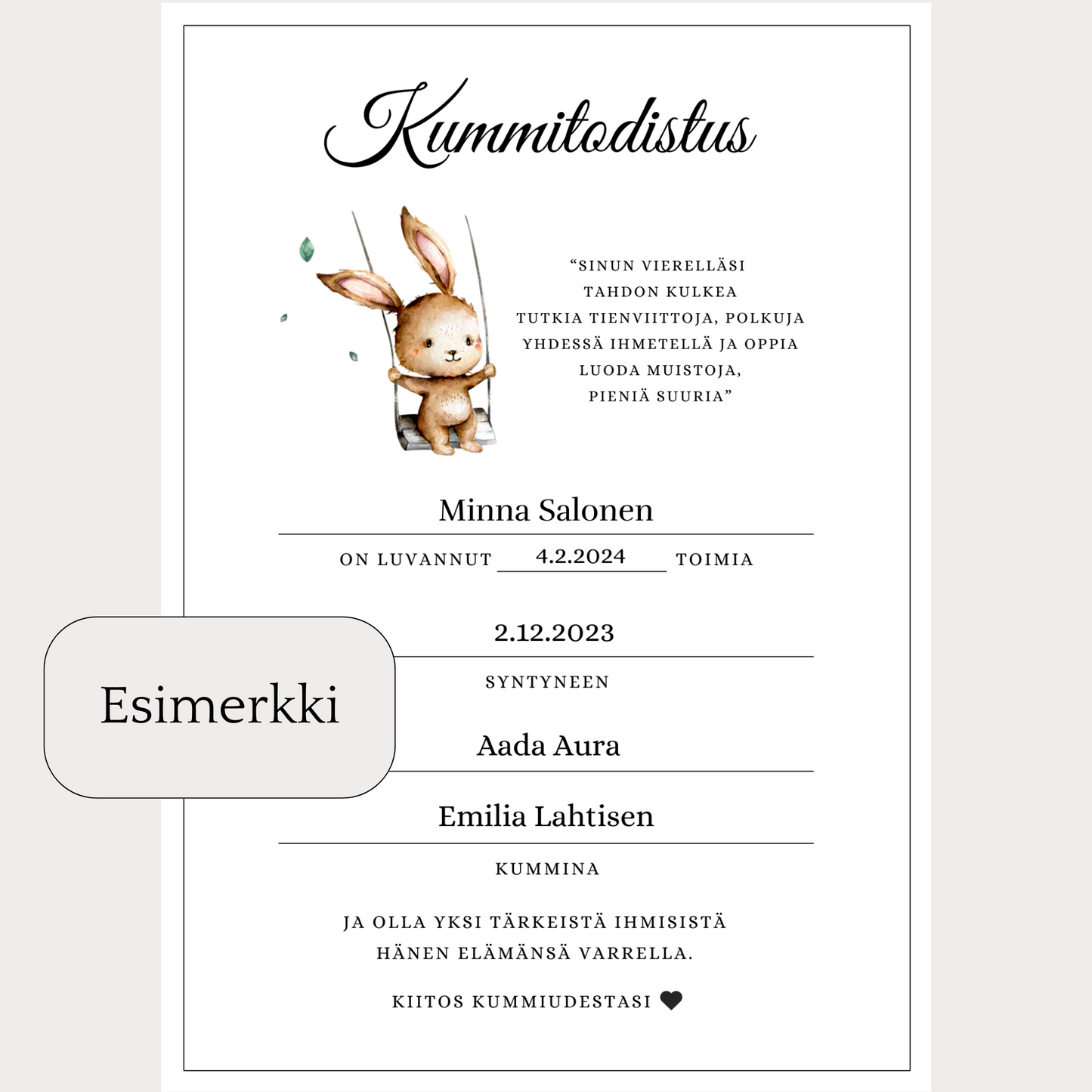 itse tulostettava kummitodistus itse täytettävä kummitodistus itse ladattava kummitodistus pohja kummitodistuspohja nimiäisiin ristiäisiin todistus kummiudesta haltijakummitodistus kummitodistus kirkkoon kuulumattomalle annetaanko nimiäisissä kummitodistus mitä kummitodistuksessa lukee miten kysyä kummiksi milloin kysyä kummiksi kummiksi pyytäminen poikien nimet tyttöjen nimet suosituimmat nimet kummien kummin tehtävät velvollisuudet kummien muistaminen kiittäminen ristiäiset nimiäiset kuinka monta kummia