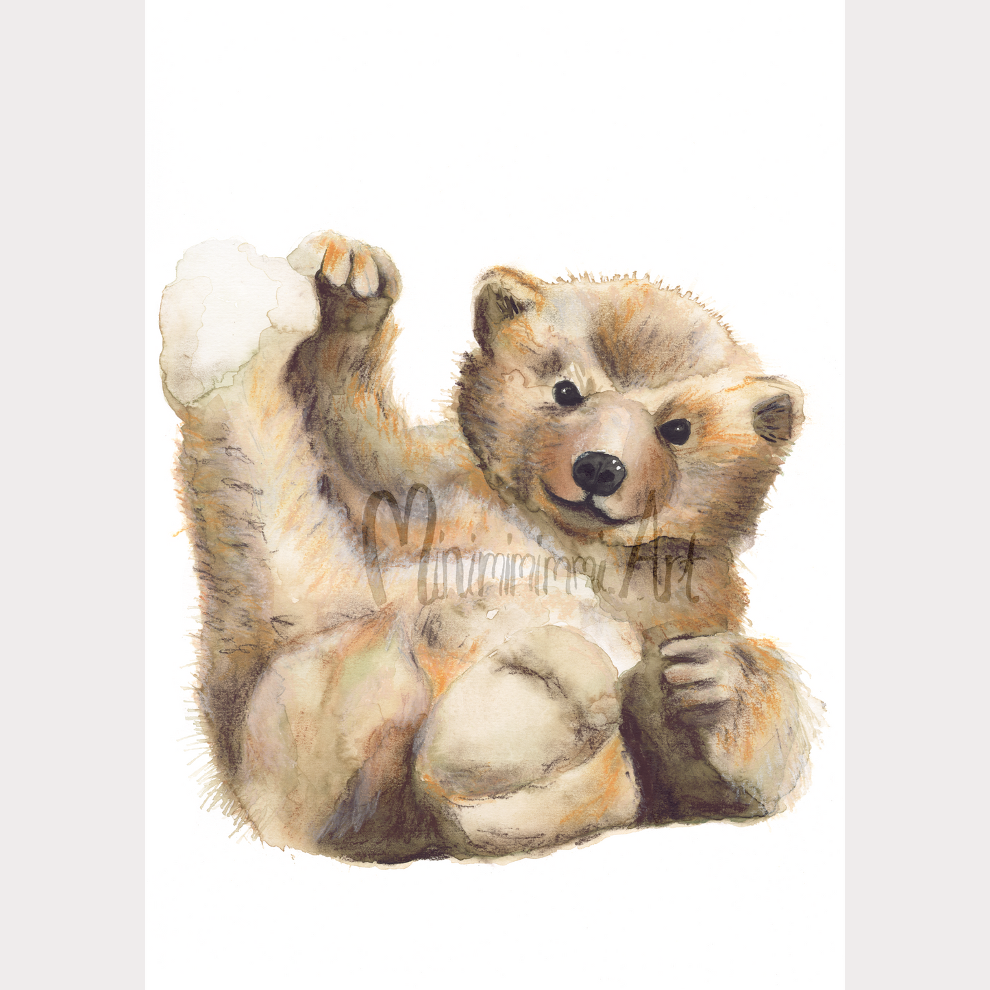 Teddy-taideprintti maalauspaperilla. Paina jalanjälki itse <3