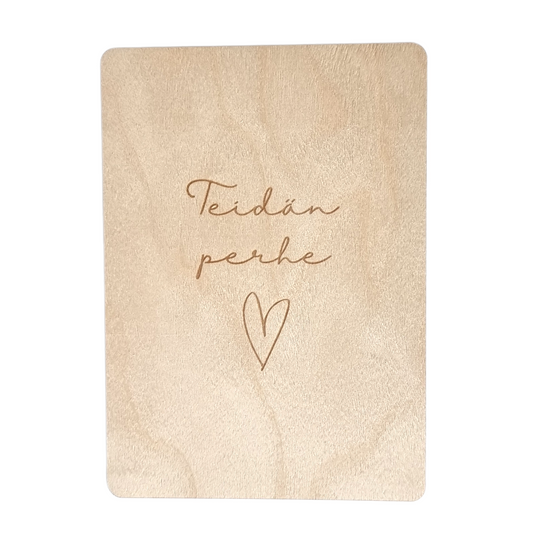 Teidän perhe <3 -vanerikortti magneetilla tai ilman