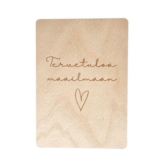 Tervetuloa maailmaan -vanerikortti magneetilla tai ilman