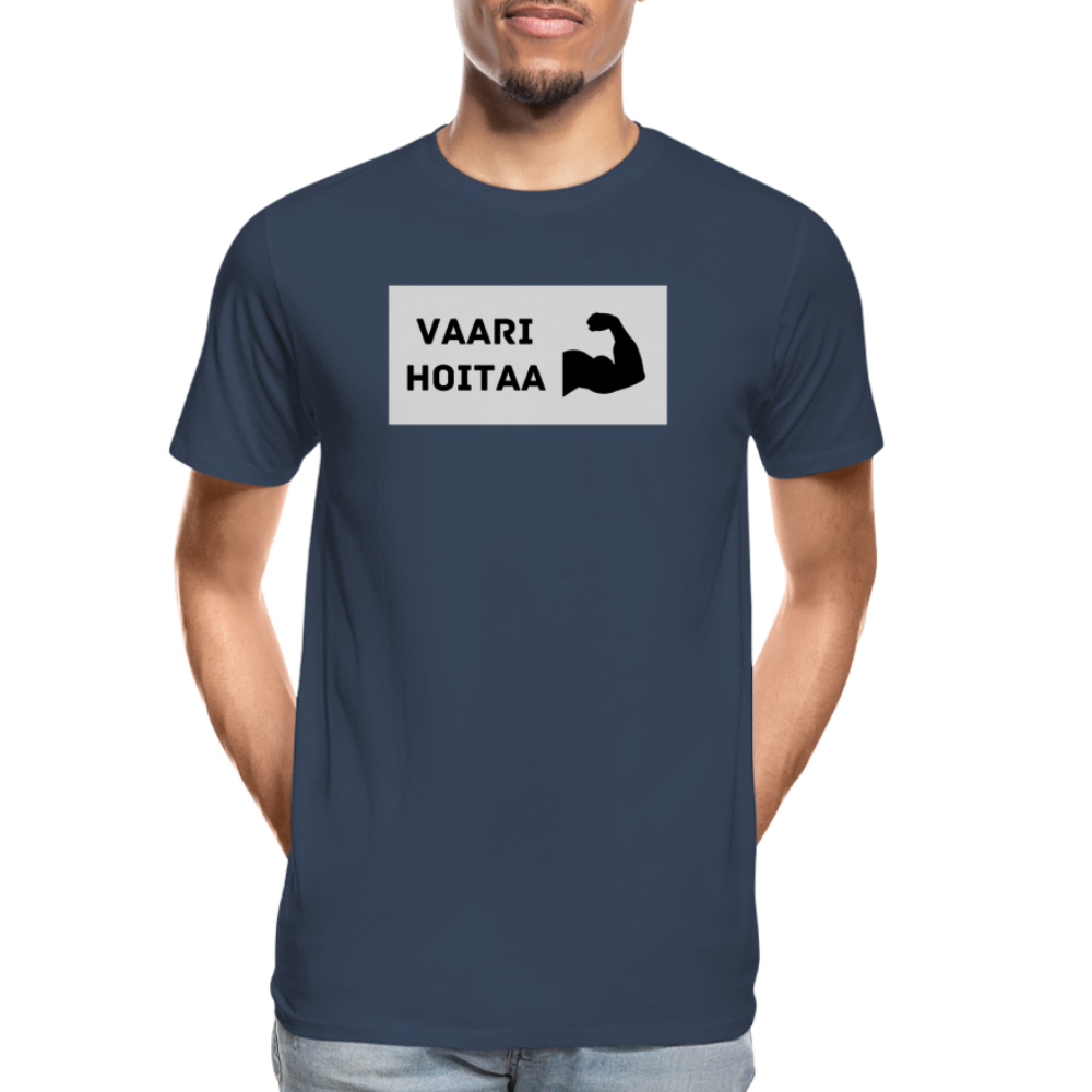 Vaari hoitaa -t-paita, luomupuuvillaa - navy