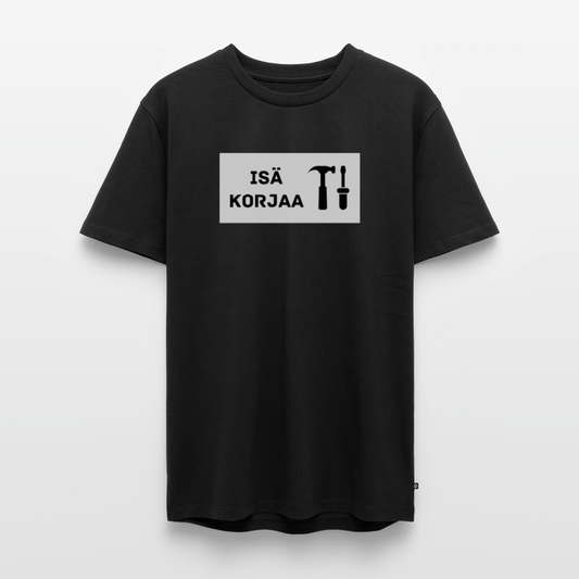 Isä korjaa -t-paita, luomupuuvillaa - musta