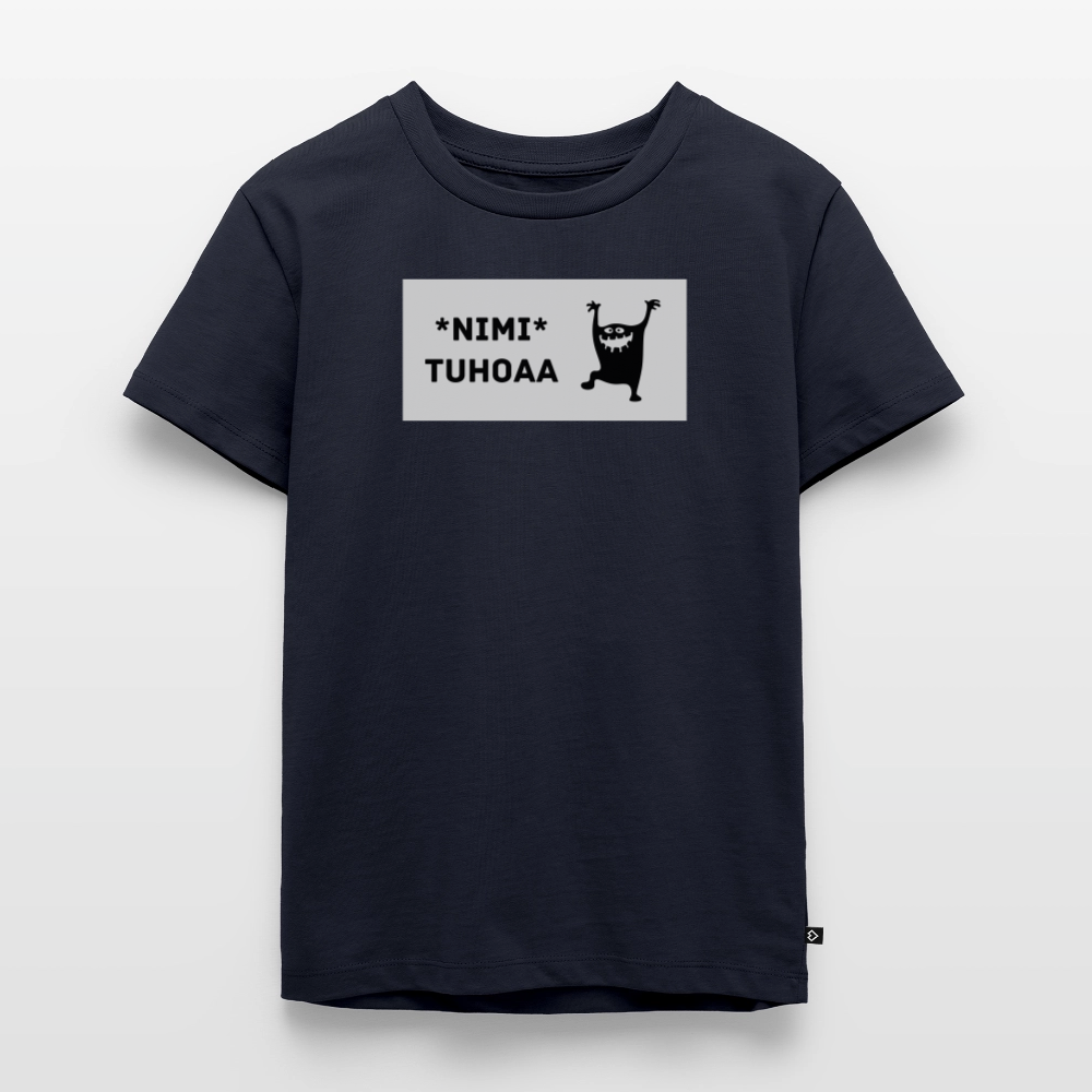 *Nimi* tuhoaa - lasten t-paita, luomupuuvillaa - laivastonsininen