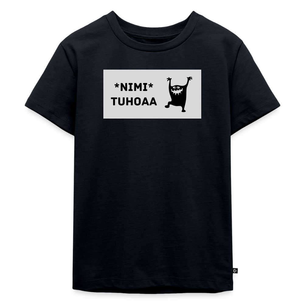 *Nimi* tuhoaa - lasten t-paita, luomupuuvillaa - laivastonsininen