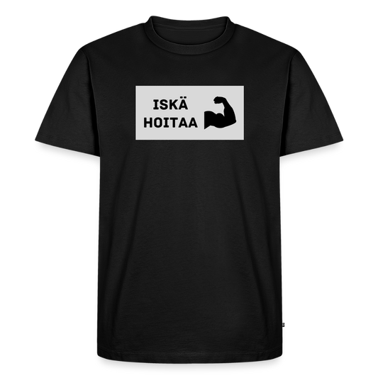 Iskä hoitaa -t-paita, luomupuuvillaa - musta