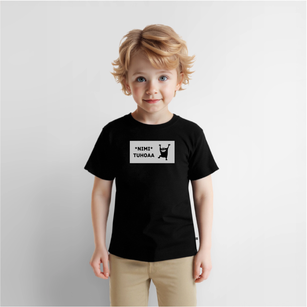 *Nimi* tuhoaa - lasten t-paita, luomupuuvillaa - musta