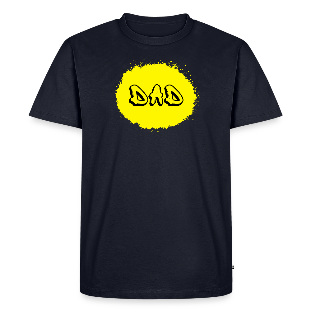 Dad-paita keltaisella designillä, luomupuuvillaa - laivastonsininen