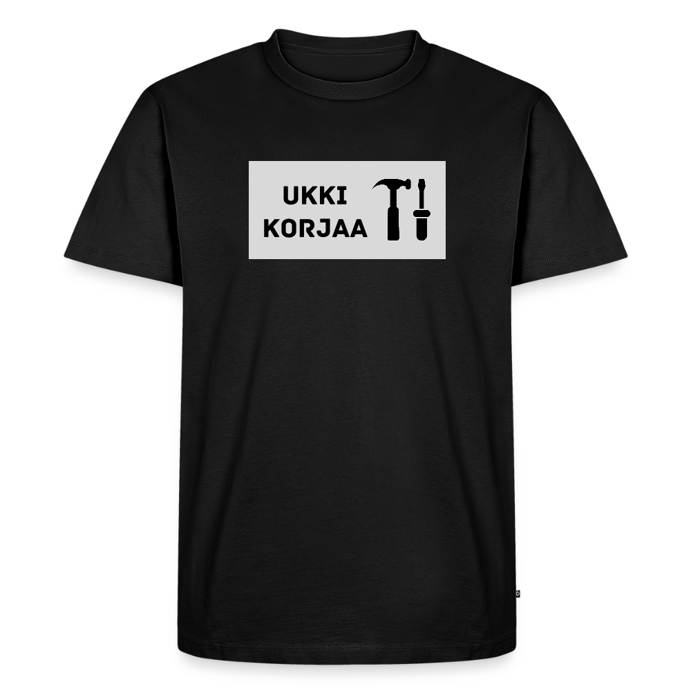 Ukki korjaa -t-paita, luomupuuvillaa - musta