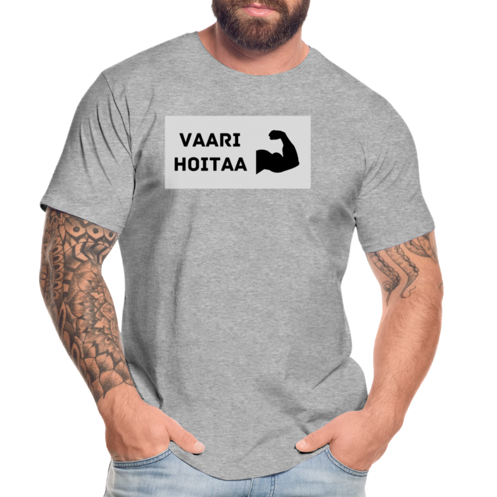 Vaari hoitaa -t-paita, luomupuuvillaa - harmaasävyinen