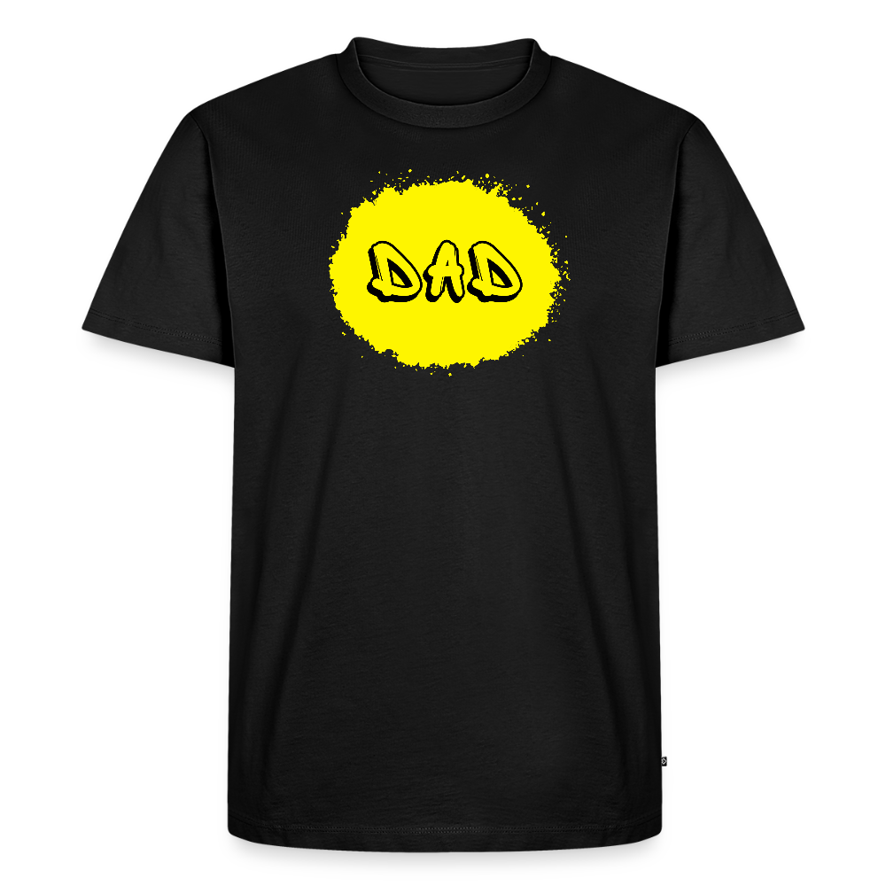 Dad-paita keltaisella designillä, luomupuuvillaa - musta