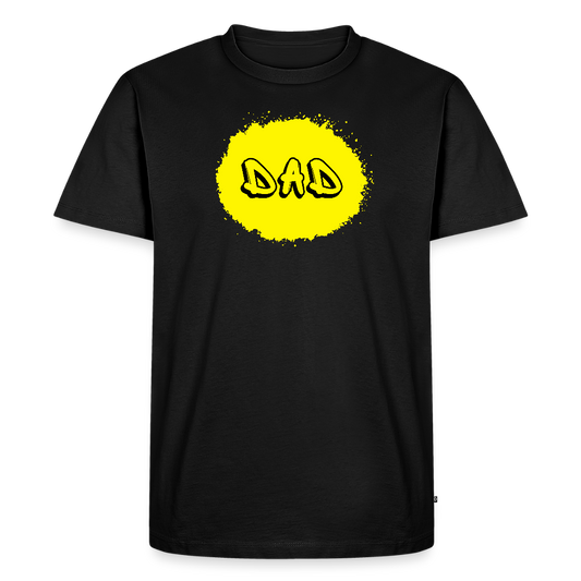 Dad-paita keltaisella designillä, luomupuuvillaa - musta