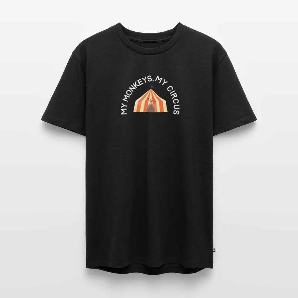 My monkeys, my circus -t-paita, luomupuuvillaa - musta