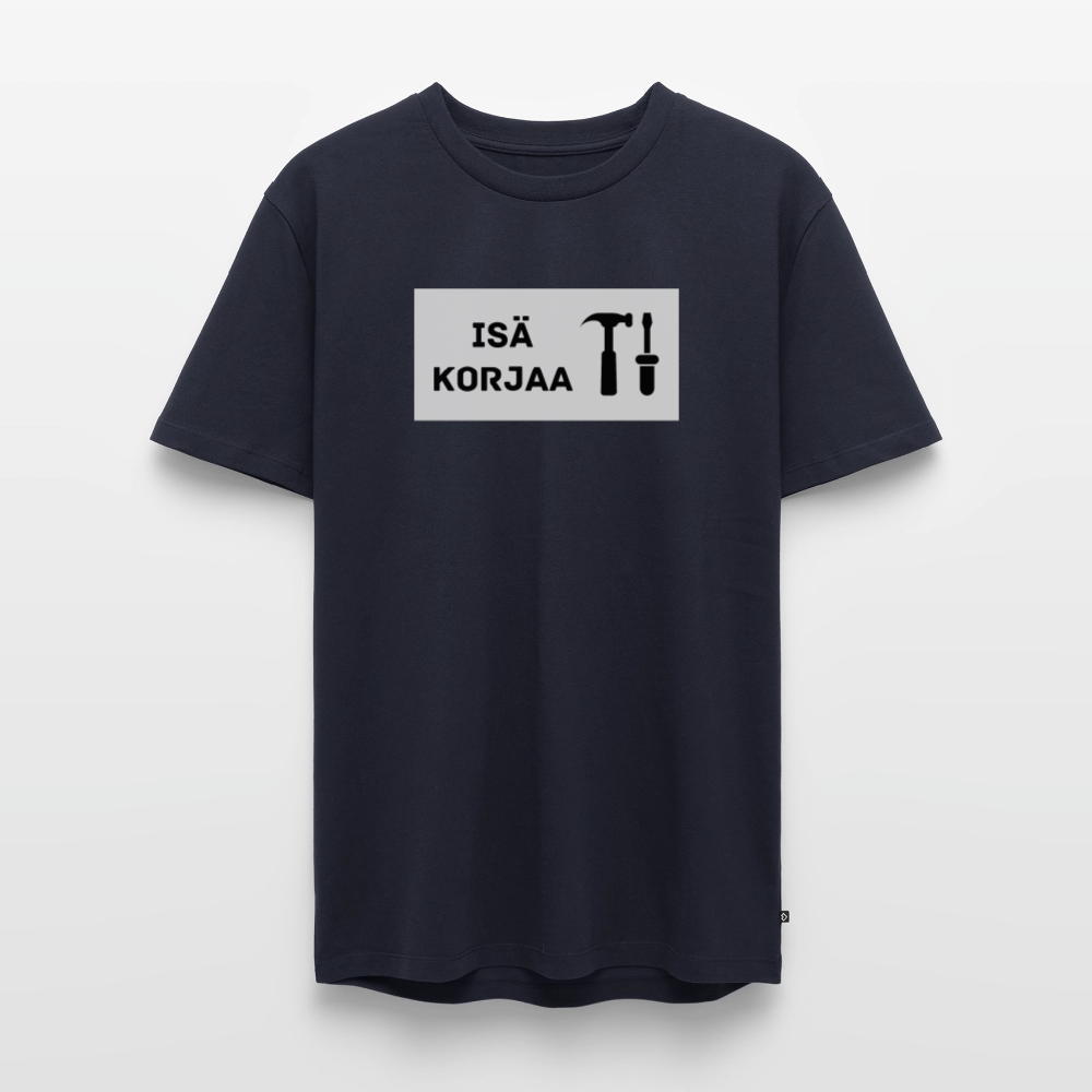 Isä korjaa -t-paita, luomupuuvillaa - laivastonsininen