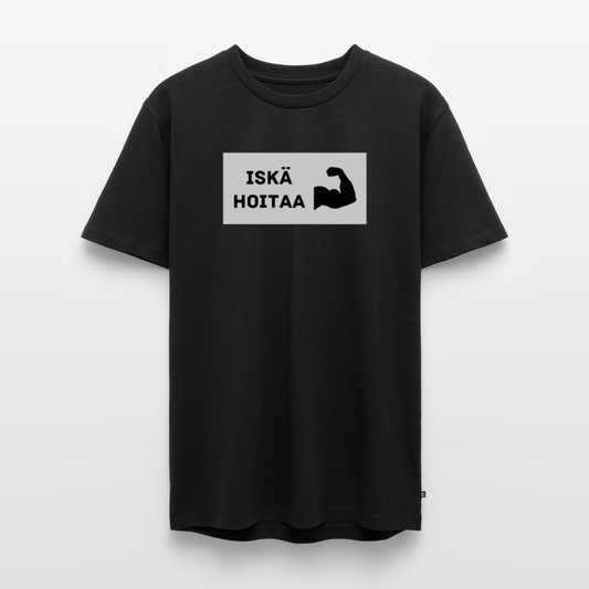Iskä hoitaa -t-paita, luomupuuvillaa - musta