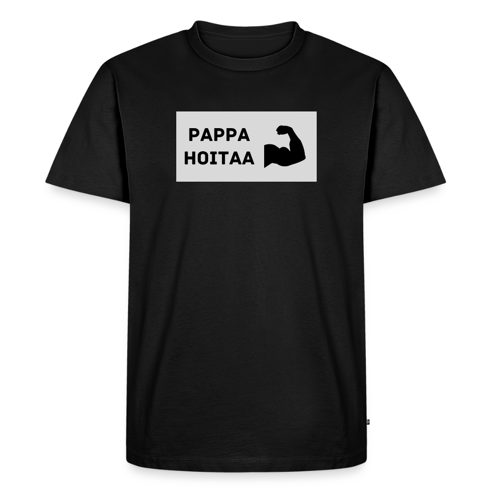 Pappa hoitaa -t-paita, luomupuuvillaa - musta