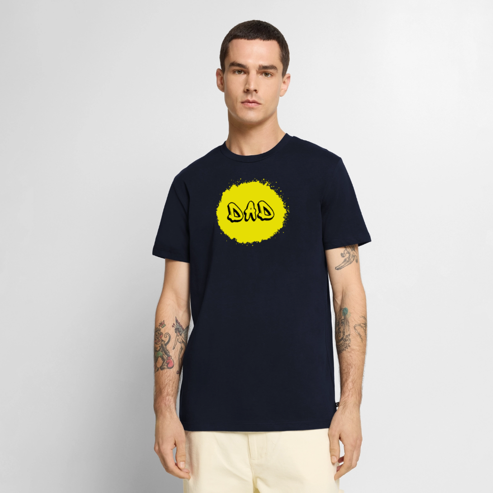 Dad-paita keltaisella designillä, luomupuuvillaa - laivastonsininen