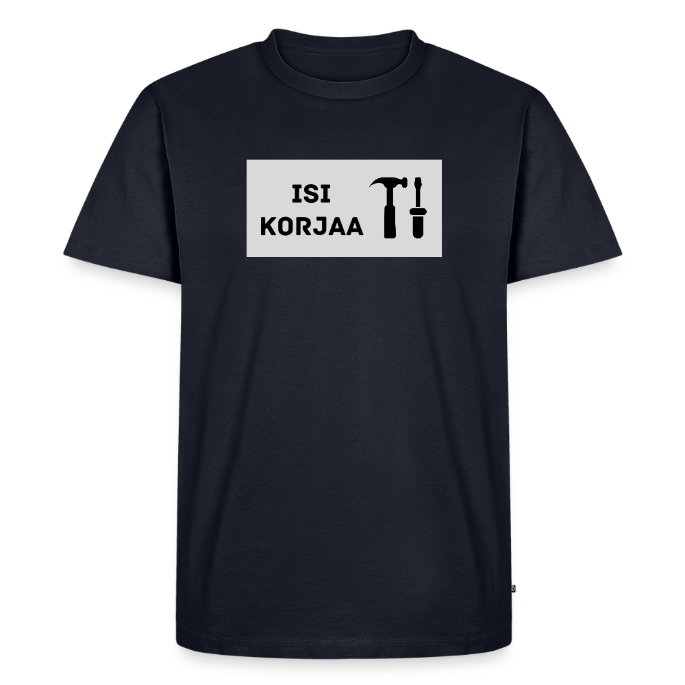 Isi korjaa -t-paita, luomupuuvillaa - laivastonsininen