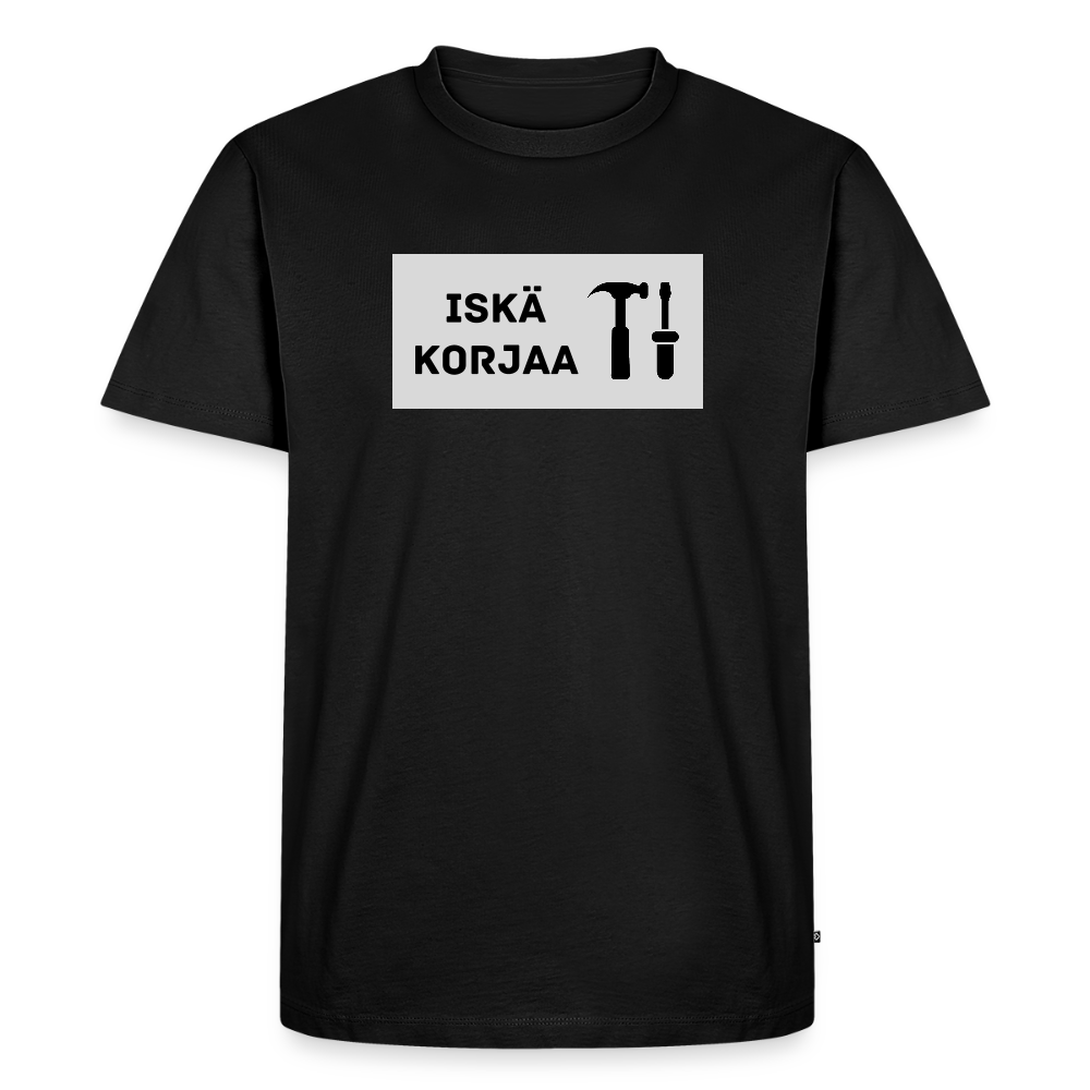 Iskä korjaa -t-paita, luomupuuvillaa - musta