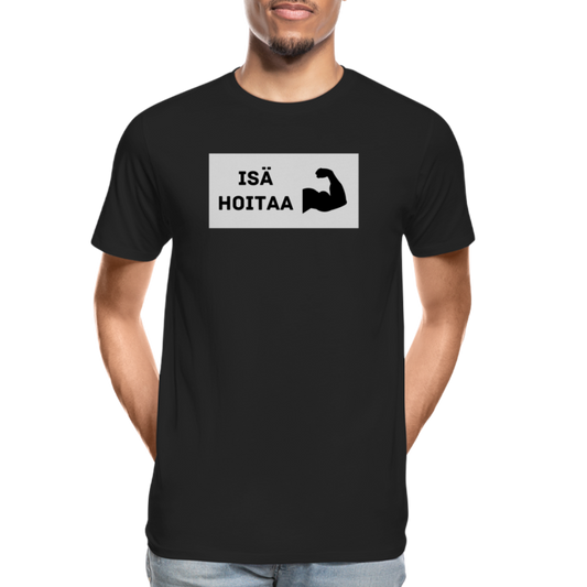 Isä hoitaa -t-paita, luomupuuvillaa - musta