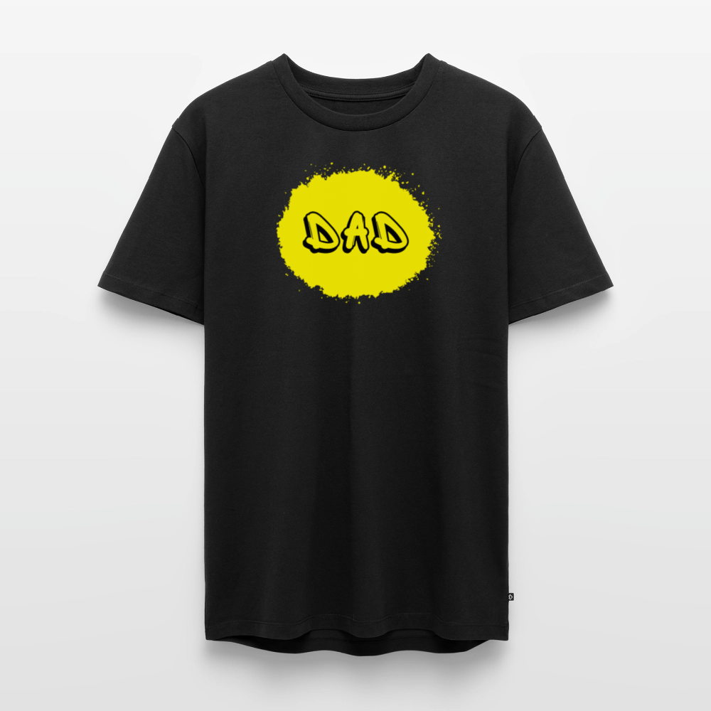 Dad-paita keltaisella designillä, luomupuuvillaa - musta