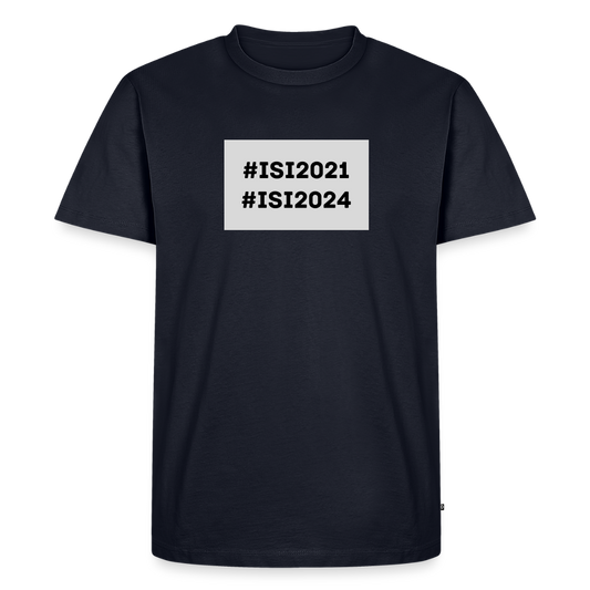 [TEKSTI MUOKATTAVISSA!] Isi ja vuosiluvut -t-paita vaaleanharmaalla pohjalla, luomupuuvillaa - laivastonsininen