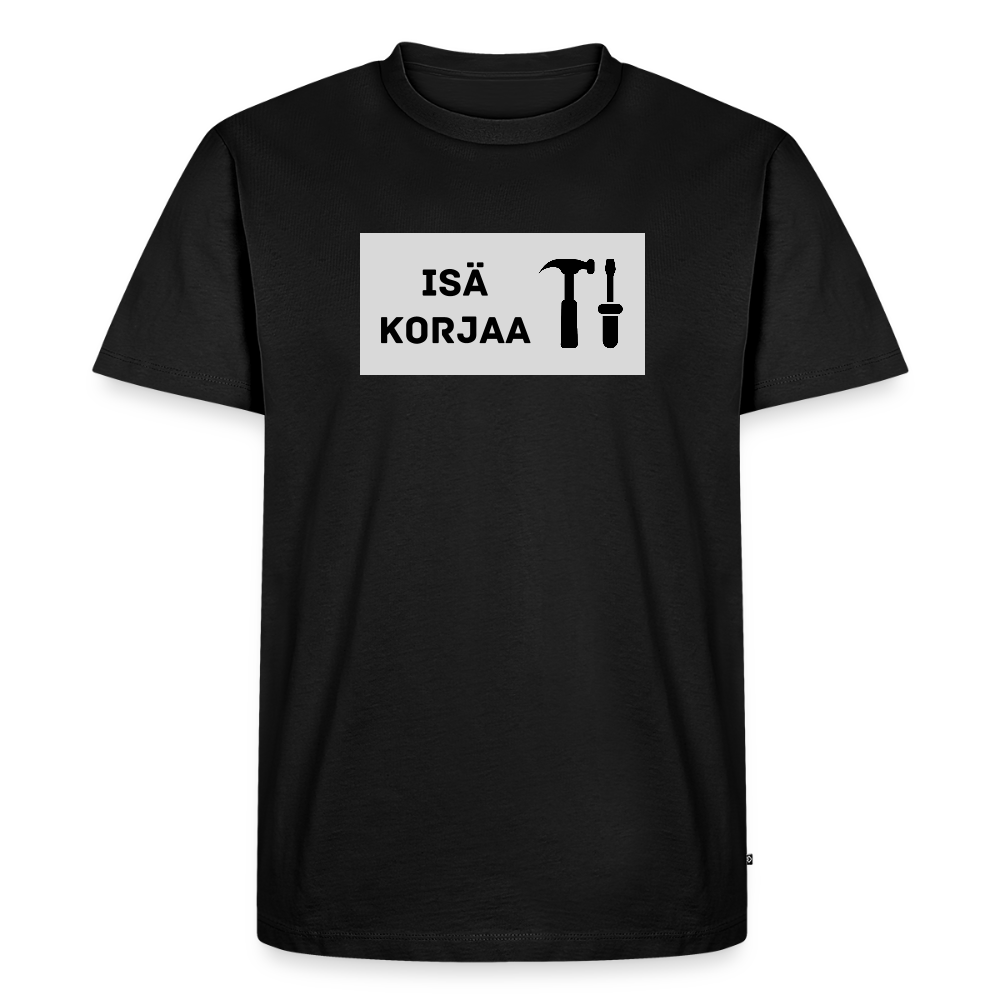 Isä korjaa -t-paita, luomupuuvillaa - musta