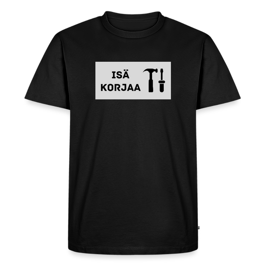 Isä korjaa -t-paita, luomupuuvillaa - musta