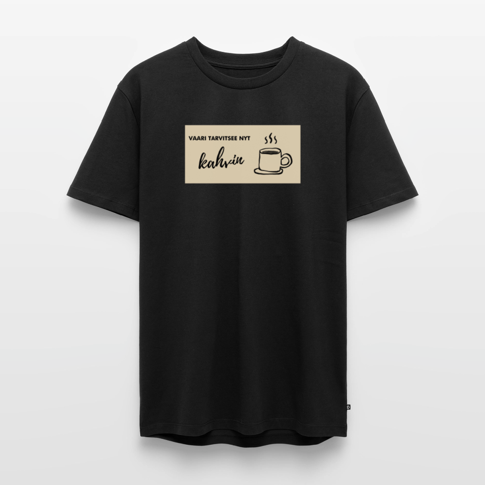Vaari tarvitsee nyt kahvin -t-paita, luomupuuvillaa - musta