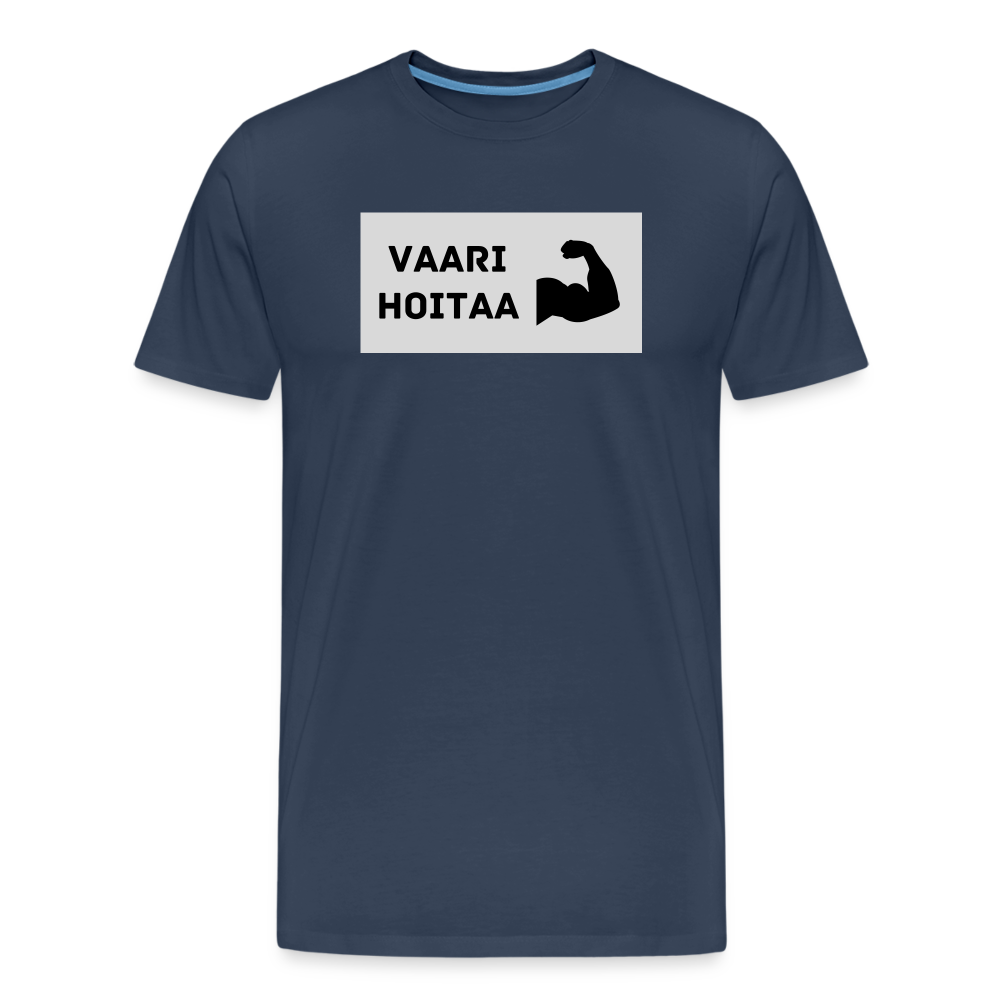 Vaari hoitaa -t-paita, luomupuuvillaa - navy