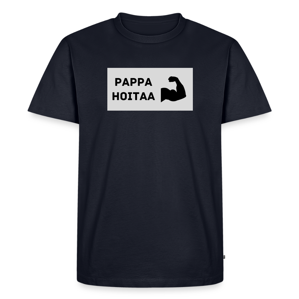Pappa hoitaa -t-paita, luomupuuvillaa - laivastonsininen