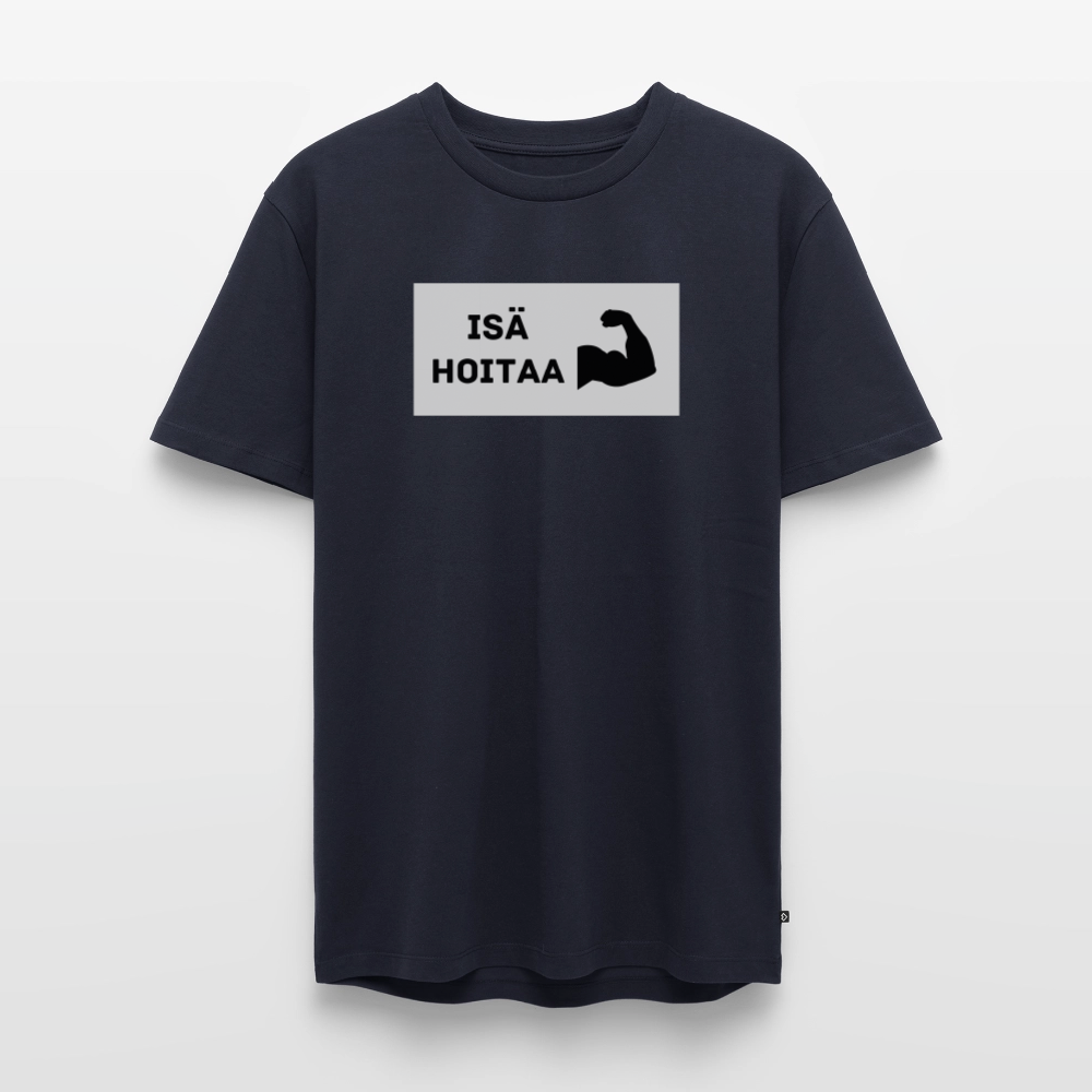 Isä hoitaa -t-paita, luomupuuvillaa - laivastonsininen