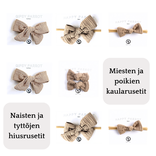 Hiusrusetteja ja kaularusetteja samisteluun, sävy Beige