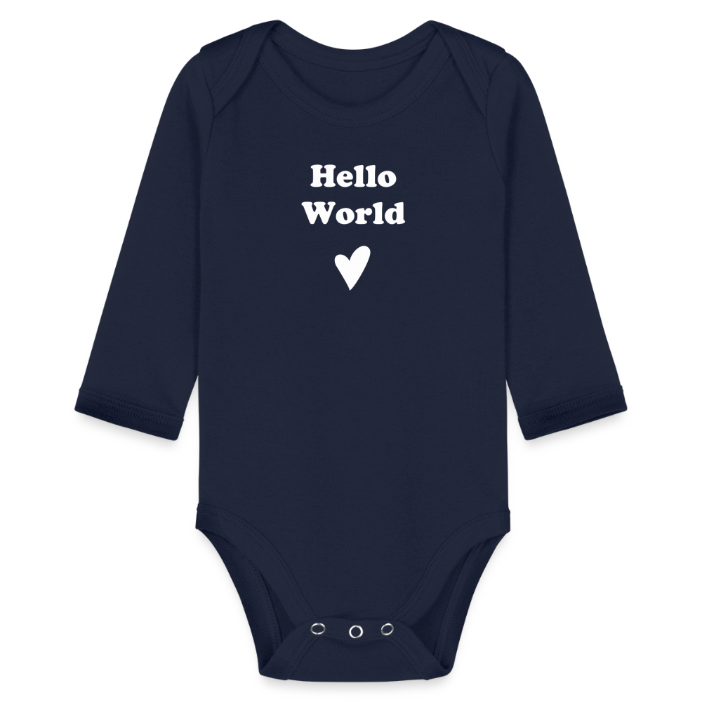 Hello World -body, luomupuuvillaa - tumma laivastonsinin