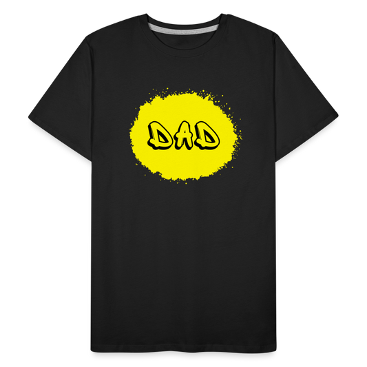 Dad-paita keltaisella designillä, luomupuuvillaa - musta