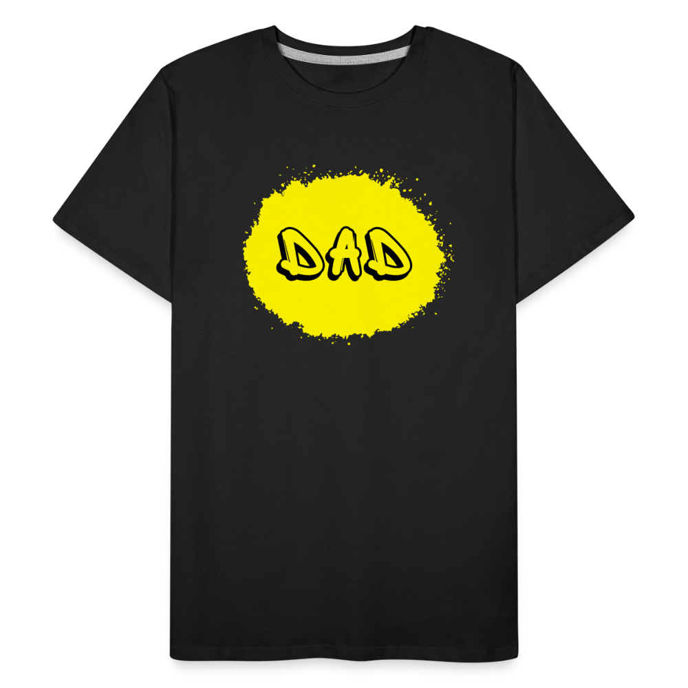 Dad-paita keltaisella designillä, luomupuuvillaa - musta