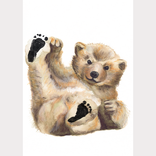 Teddy-taideprintti maalauspaperilla. Paina jalanjälki itse <3