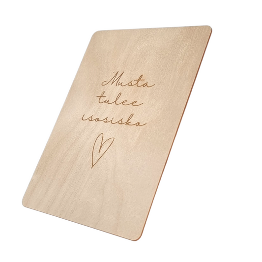 Musta tulee isosisko -vanerikortti magneetilla tai ilman