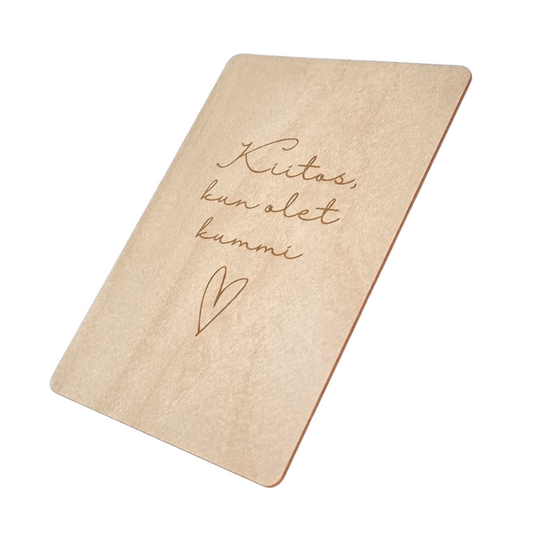 Kiitos, kun olet kummi -vanerikortti magneetilla tai ilman