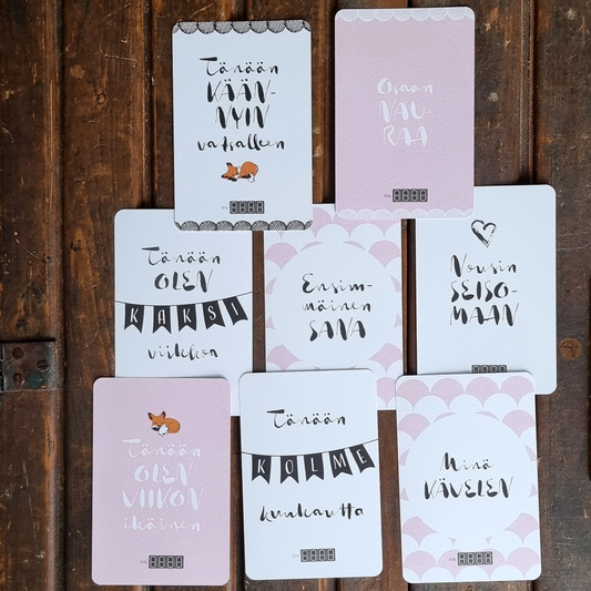 Virstanpylväskortit vauvan vuosi -kortit milestone-kortit ikäkausikortit vauvakortit isyyspakkaus lahja vauvalle lahja vastasyntyneelle lahja vanhemmille virstanpylväskortit milestone kortit vauvan vuosi kortit ikäkausikortit ikäkortit virstanpylväskortit vauvalle vastasyntyneelle lapselle taaperolle