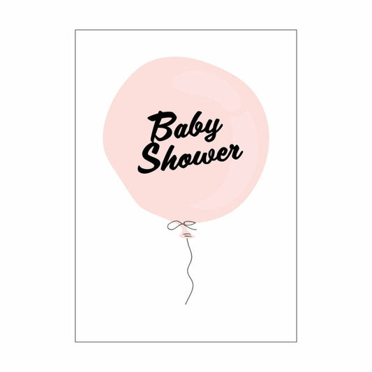 Babyshower-kortti, vaaleanpunainen